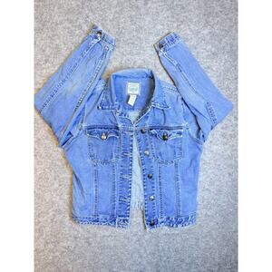 St Johns Bay Medium Wash Denim Jean Jacket 100% Cotton Trucker Classic Womens M